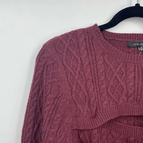 Love‎ Tree Women's Nordstrom Peekaboo Cable Knit Long Sleeve Sweater Size M NWT - Picture 3 of 10